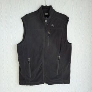 Mens Large Solaris Full-Zip Fleece Vest Black Hiking Outdoor Performance